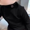 Camiseta Interior de Terciopelo de Media Cuello Alto para Niños y Niñas en Otoño e Invierno, Tops de Dibujos Animados Casuales y Versátiles, Camisetas de Manga Larga para Niños Talla Mediana y Grande