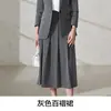 Jaqueta Cinza de Alta Qualidade com Gola Pequena e Mangas Longas, Saia Plissada Feminina, Camisa, Terno Novo de Três Peças para Outono e Inverno, Roupas de Trabalho