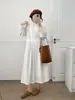 Roupas Femininas Novas de Primavera e Outono, Vestido de Renda Patchwork Estilo Mori Girl, Vestido Solto de Manga Longa de Comprimento Médio Venda por Atacado
