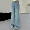 Jeans de Mezclilla para Niñas con Pirotecnia de Pedrería 2026 Nuevas Llegadas de Otoño Tallas Medianas y Grandes para Niños Dobladillo Deshilachado Patchwork Micro-Campana Cintura Alta Pantalones de Longitud Completa