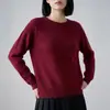 Nueva colección de otoño e invierno de suéteres de punto para mujer de alta gama listos para usar, cuello redondo, sencillos y elegantes, de manga larga, corte holgado, camiseta base de punto