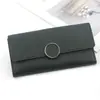Nova Carteira Feminina Longa Estilo Coreano Simples Bolsa de Mão PU Três Dobras Fivela Porta-Moedas Múltiplos Cartões Bolsa para Cartões