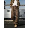 Calças de Trabalho Paratrooper Plissadas Japonesas Masculinas Primavera Outono Novas Bolsos Grandes Marca Tendência Retro High Street Largas Casuais Compridas