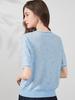 Top de Seda con Tejido Jacquard de Seda de Morera, Moda Ajustado, Adelgazante, Manga Corta, Suéter Camiseta