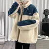 Chaqueta de Terciopelo de Cordero para Hombre Otoño e Invierno Costuras Chaqueta de Forro Polar con Forro Polar Engrosada Versátil Estilo Hong Kong Ropa Casual
