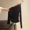 Camiseta Branca Off-Shoulder com Cintura Franzida e Manga Longa para Mulheres, Nova Coleção Outono 2026 Estilo Americano Garota Spicy Off-Shoulder