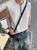 Chaleco de Verano con Diseño de Media Cremallera para Hombre Chaleco Deportivo de Fitness al Aire Libre Manga Corta Holgado Estilo Perezoso Camiseta sin Mangas
