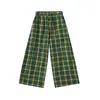 Calças Finas de Verão para Meninas, Calças Longas Outdoor Estilo Montanha, Xadrez Colorido Retro Soltas, Calças de Pernas Largas de Algodão Macio