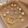 Pendientes Metálicos de Gama Alta para Rostros Cuadrados y Redondos que Hacen que el Rostro Parezca Más Delgado, Pendientes de Estilo Retro de Nicho, Pendientes de Perlas Artificiales de Lujo Ligero Estilo Francés para Mujeres