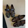Primer Encuentro con los Zapatos Planos de Mujer Estilo Francés, Zapatos Elegantes para la Noche con una Sola Correa de Hebilla, Adecuados para Combinar con Faldas, Estilo Mary Jane