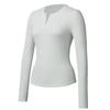 Ropa Deportiva Cruzada de Cuello en V de Manga Larga para Mujer, Tops Lisos Ajustados, Camisetas, Camisetas Interiores Elásticas Ajustadas Adelgazantes