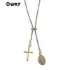 Wt-Jfn56 Exportación Más Vendido Estilo Religioso y Colgante de Cobre con Cruz Ajustable 90cm Delgado Plateado Collar para Pareja