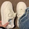 Sapatos Brancos de Sola Grossa para Mulheres 2025 Primavera e Outono Novos Sapatos Versáteis Nicho Estudantes Casual Aumentando Altura Sapatos Plataforma