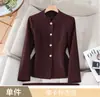 Conjunto Blazer Cardigan de Manga Longa com Gola Alta Vermelho Outono/Inverno Feminino para Negócios com Calça Flare Conjunto de Duas Peças