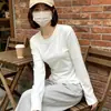 Camiseta térmica de cuello redondo para mujer, otoño e invierno, ajuste ceñido, moda casual, prenda interior, camiseta de manga larga con hombros normales para niñas