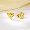 Design Europeu e Americano de Nicho Brincos Exagerados de Coração de Pêssego com Textura Geométrica Ouro 18K Brincos da Moda Personalizados para Mulheres Atacado