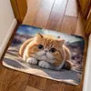 Alfombrilla para el Hogar Dropshipping Transfronterizo Franela Linda Mascota Dibujos Animados Gato Decoración Alfombrilla Entrada Entrada Felpudo