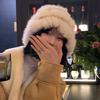 Sombrero de piel de conejo para mujer invierno estilo coreano que hace que la cara se vea pequeña combinable felpa tejido de lana sombrero peludo tipo cubo pescador moda