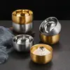 Estilo Coreano Acero Inoxidable 304 Tazón Doble Capa Tazón para Arroz Aislado Térmicamente Plato de Restaurante Tazón para Kimchi Anti-quemaduras Tazón para Niños Tazón para Sopa