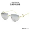 Comercio Exterior Transfronterizo Personalidad Europea y Americana Montura de Pierna de Leopardo Gafas de Sol Poligonales Sin Montura Moda Gafas de Sol con Protección UV 8060