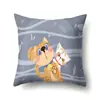 Fronha de Poliéster Fronha com Estampa de Gato de Desenho Animado Fofo Capa de Almofada de Cintura Almofada de Carro Capa de Almofada de Cabeceira QTA42