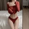 Caleçon V de Renda Cruzada Sexy Vazado Ultrafino Respirável Transparente Tentação Meio Envolvente Quadril Calcinha Erótica Feminina