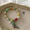 Novo Pulseira Colorida Flor de Lótus Arco-Íris para Mulheres, Pulseira com Pingente de Orquídea Estilo Nicho Verão Ins, Pulseira de Amizade para Namorada