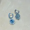 Pendientes Ovalados de Zafiro de 1.5 Quilates Cultivados en Vivo por Influencer de Xiaohongshu con un Toque de Lujo, Chapados en Oro de Plata 925
