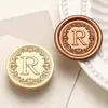Nuevo sello de cera floral estilo europeo de 26 letras con cabeza de latón macizo, adecuado para decoración de sellos de invitaciones, al por mayor