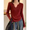 Suéter de malha fina com gola interna, processamento OEM, camisa base feminina de moda estilo europeu, nova coleção de outono
