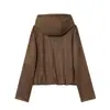 Otoño Nuevo Europeo y Americano para Mujer Sudadera con Capucha Cordón Bolsillo con Cremallera Gamuza de Ciervo Terciopelo Chaqueta de Manga Larga