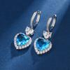 Imitación Natural Topacio Suizo Azul Traje Anillo Colgante Aretes Diosa Lujo Alta Gama Moda Amor Joyería para Mujer
