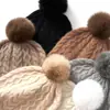 Cachemira 2026 Otoño/Invierno Nuevo para Mujer de Gama Alta Color Sólido Tejido para Exteriores Cálido Moda Tejido de Punto con Pompón Gorro Casual