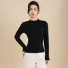 Camiseta Base de Punto de Manga Larga para Mujer, Ajustada, Cuello Medio Alto, Adelgazante, Básica para Primavera y Otoño