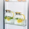 Jarra de água fria para geladeira doméstica, resistente a altas e baixas temperaturas, à prova de explosão, feita de vidro borossilicato alto, grande capacidade, design martelado