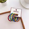Lazo para coleta de niña de alta elasticidad estilo coreano de raíz de loto oscura, juego de anillos básicos simples para el cabello