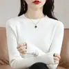 Camiseta básica de punto de cuello redondo para mujer, corte ajustado y adelgazante, suéter elegante nuevo para otoño e invierno 2026