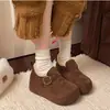 Zapatos Birkenstock de Suela Gruesa para Aumentar la Altura para Mujer 2026 Invierno Nueva Llegada Mocasines sin Cordones con Forro de Piel Sintética Cálida Zapatos de Algodón