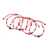 Pulseira de Olho Grego de 7 Nós Mais Vendida em Fronteira Pacote com 9 Pulseiras de Cartão de Papel Olho Azul Pulseira Trançada Ajustável