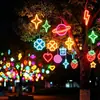 Luz de neón LED corazón estrella luna luces de cadena parque calle luces colgantes de árbol luces de paisaje decoración de árbol luces de ambiente