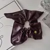 Argola para cabelo quadrada em couro PU de moda francesa, faixa de cabelo de alta qualidade, novo design simples de 2024, argola para cabelo estilo "intestino grosso"