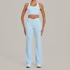 Conjunto de Yoga Transpirable Elástico Transfronterizo Chaleco de Fitness de Secado Rápido Pantalones Acampanados para Correr Conjunto de Dos Piezas 5293+9089