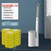 Escova de vaso sanitário descartável para uso doméstico, sem cantos mortos, montada na parede e com cabeças substituíveis - uma ferramenta de limpeza para banheiros