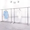 Estante de Exhibición de Ropa de Acero Inoxidable de un Solo Poste de Pie Estante de Ropa de Altura Ajustable y Extensible Estante de Pórtico de Isla