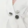 Botão de Metal Letra S Estilo Chanel Vintage, Botão Redondo de Esmalte Preto e Dourado Bicolor para Camisa, Botão Decorativo para Casaco e Terno