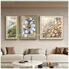 Fondo de Pared de Sofá de Sala de Estar Pintura Decorativa de Tres Piezas Estilo Moderno Simple Crema Mural Abstracto Fresco Simple Elegante Pintura de Pared