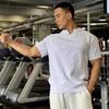 Camiseta Deportiva de Manga Corta para Hombre con Rayas de Moda, Antiarrugas, Sin Planchado, Cuello en V Vertical, Holgada, Talla Extra, para Fitness