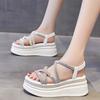 Sandalias de Suela Gruesa para Mujer, Moda de Verano para Exteriores, Nuevos Zapatos Romanos con Plataforma de Cuña y Pedrería para Mujer, Planos y Cómodos