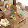 Tapete de Mesa Transparente Dopamina Vidro Macio PVC Impermeável à Prova de Óleo Resistente ao Calor Lavável Toalha de Mesa Desenho Animado Tapete para Mesa de Centro Mesa de Jantar