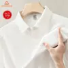Camisa polo masculina de seda gelada, secagem rápida, manga curta, estilo fino de verão, marca da moda, camiseta estilosa de meia-manga, corte solto, novo top